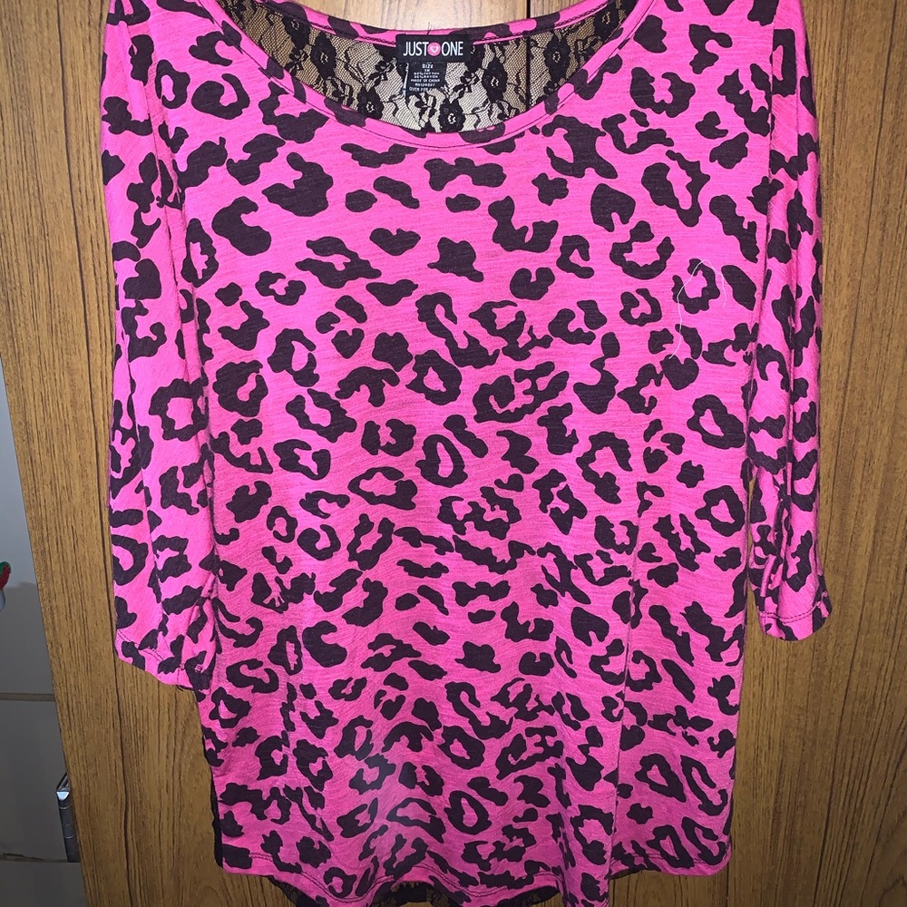 Hot pink lace back shirt